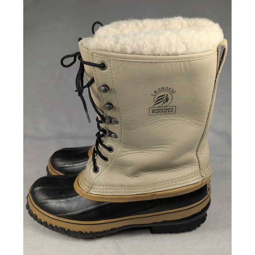 LaCrosse Winnipeg Leather Rubber Steel Shank‎ Insulated Snow Boots Mens Size 9